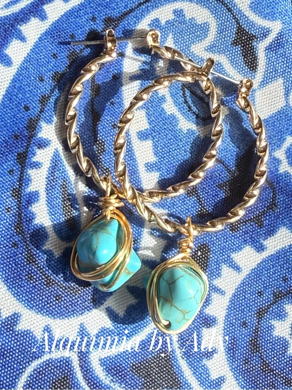 Alquimia Gold and Turquoise Earrings + SHOULDER DUSTER